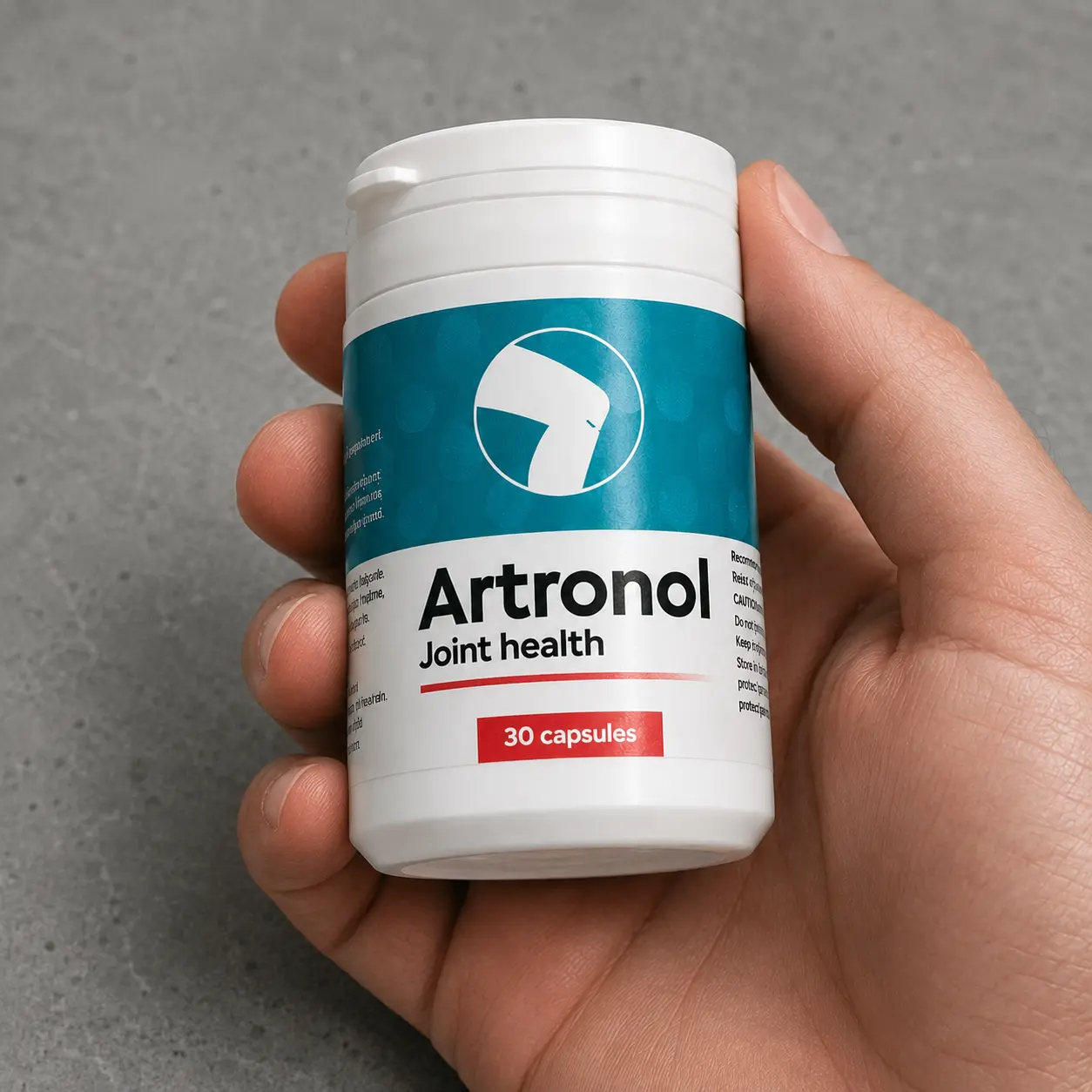 Envase oficial de Artronol Cápsulas en la mano